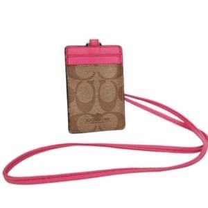 Coach lanyard pink and monogram EUC